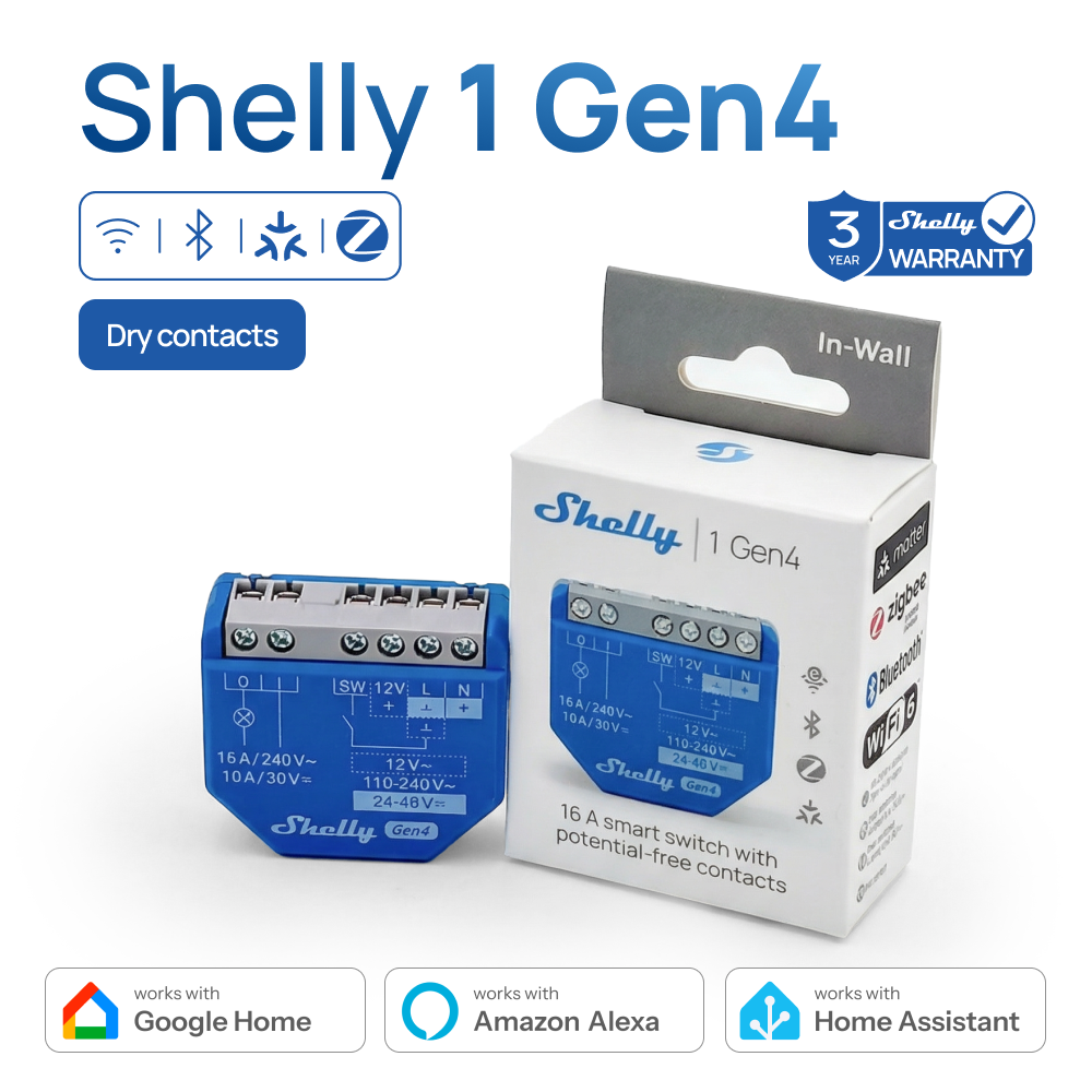 Shelly Relay Module - Shelly 1 Gen4 Zigbee Dry Contact