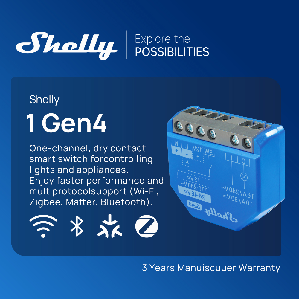 Shelly 1 Gen4 Zigbee Dry Conta - Shelly Relay Module incelemesi ve fiyatı