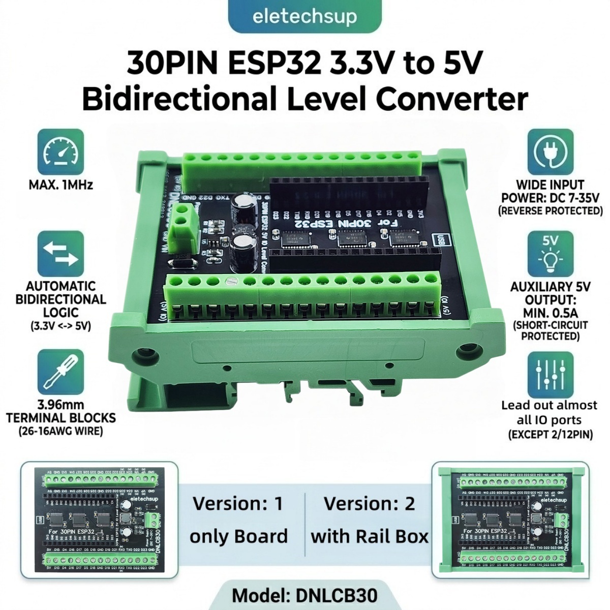 ESP32 30P DIN Rail Adapter, 3. - Level Shifter 3.3V incelemesi ve fiyatı