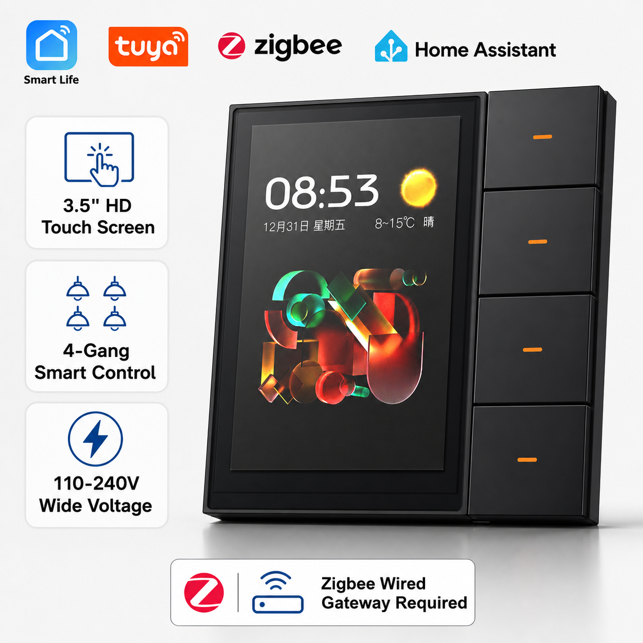 F3-pro Tuya Smart Panel ZigBee - Home Automation Technology incelemesi ve fiyatı
